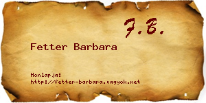 Fetter Barbara névjegykártya